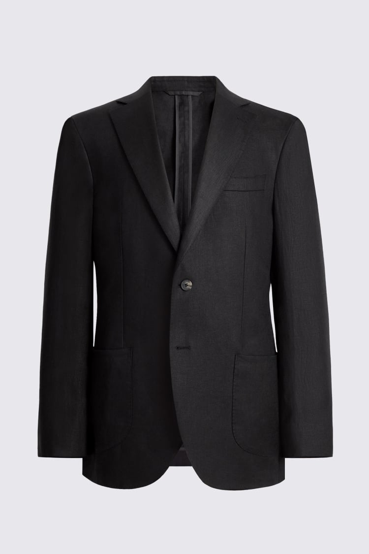 Tailored Fit Black Twill Linen Jacket