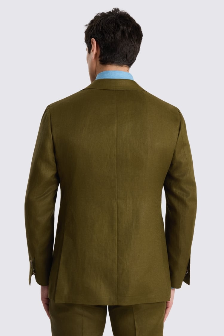Tailored Fit Olive Linen Suit Jacket