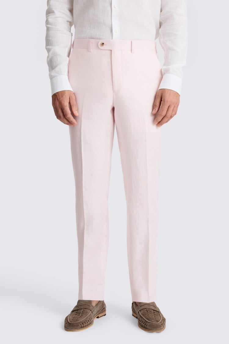 Tailored Fit Pale Pink Twill Linen Suit Jacket