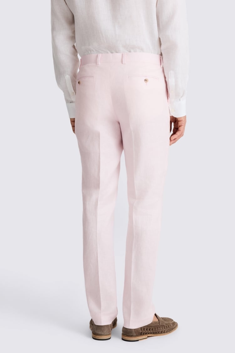 Tailored Fit Pale Pink Twill Linen Trouser