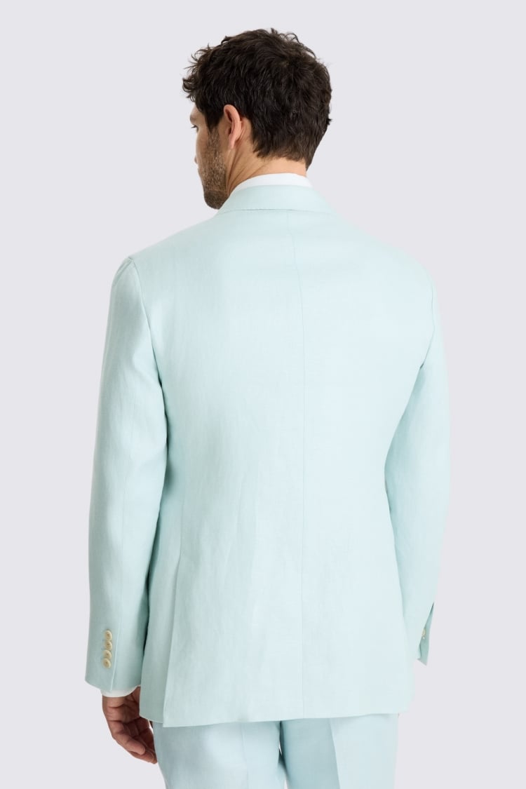 Tailored Fit Aqua Linen Suit Jacket