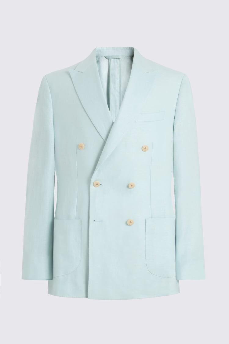 Tailored Fit Aqua Linen Suit Jacket