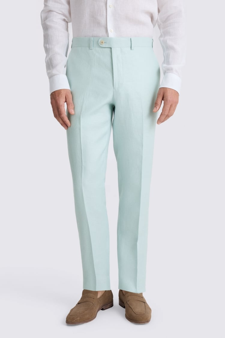 Tailored Fit Aqua Twill Linen Trouser