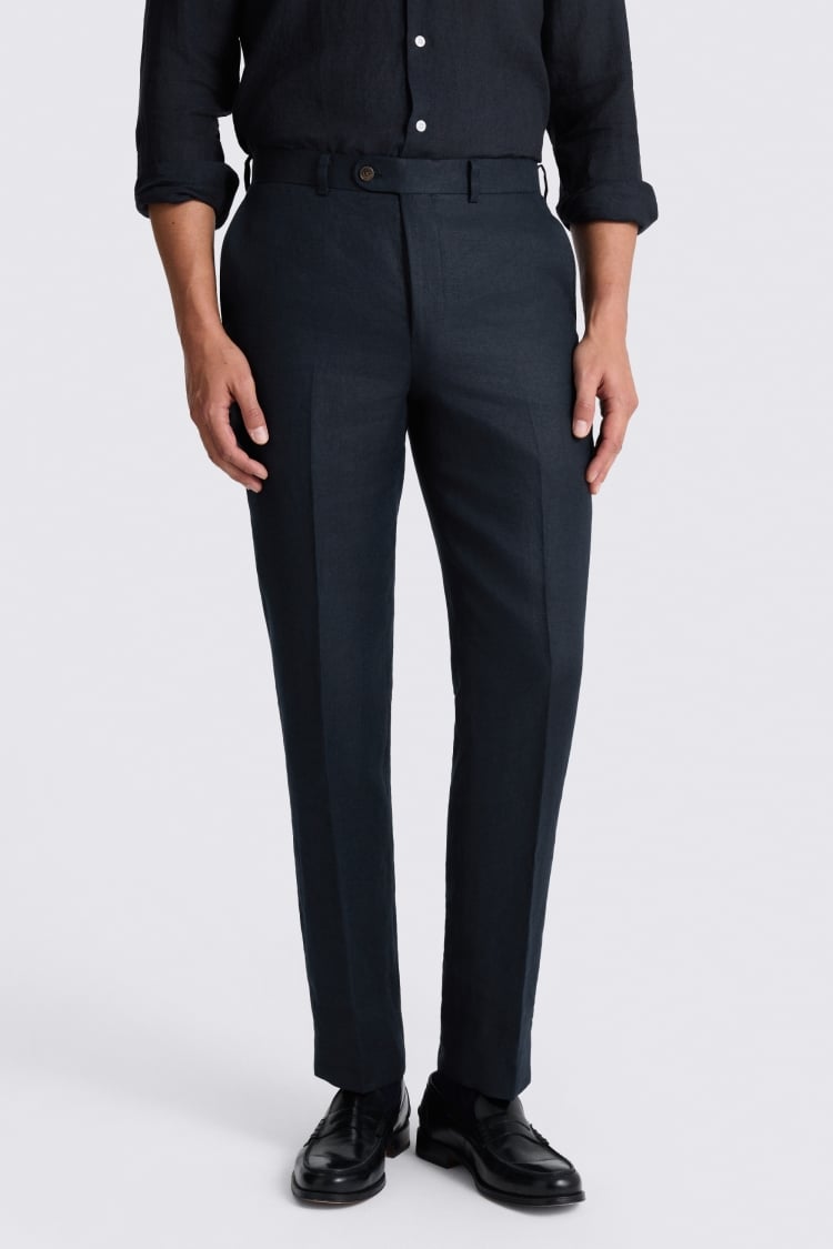 Tailored Fit Navy Twill Linen Suit