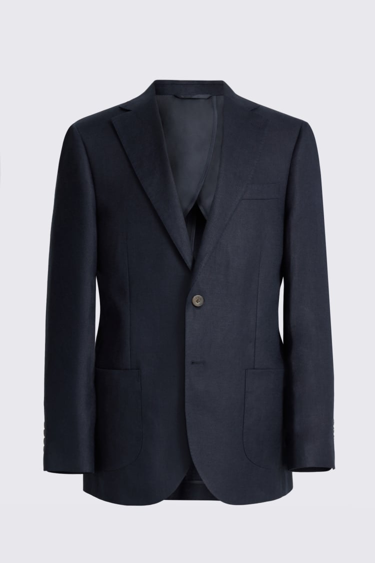 Tailored Fit Navy Twill Linen Suit