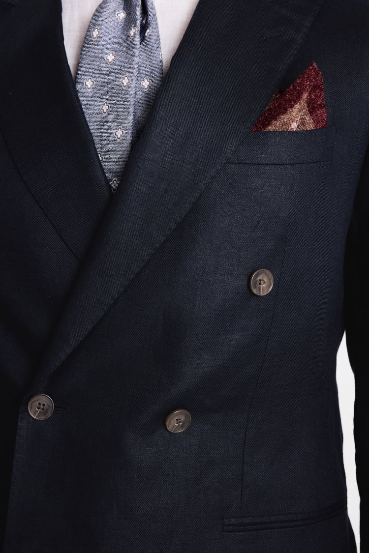 Tailored Fit Navy Twill Linen Suit