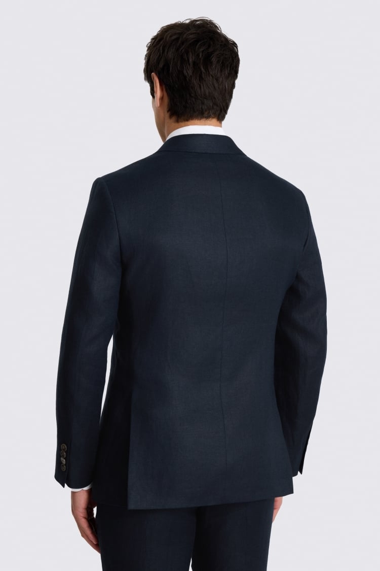 Tailored Fit Navy Twill Linen Suit
