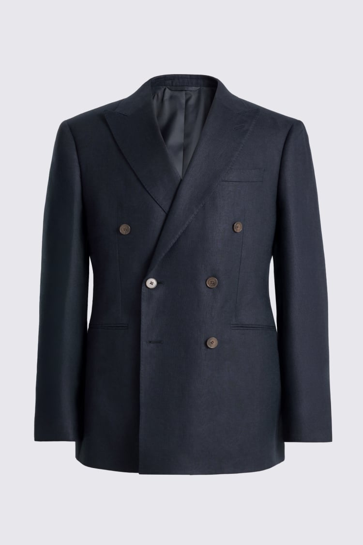 Tailored Fit Navy Twill Linen Suit