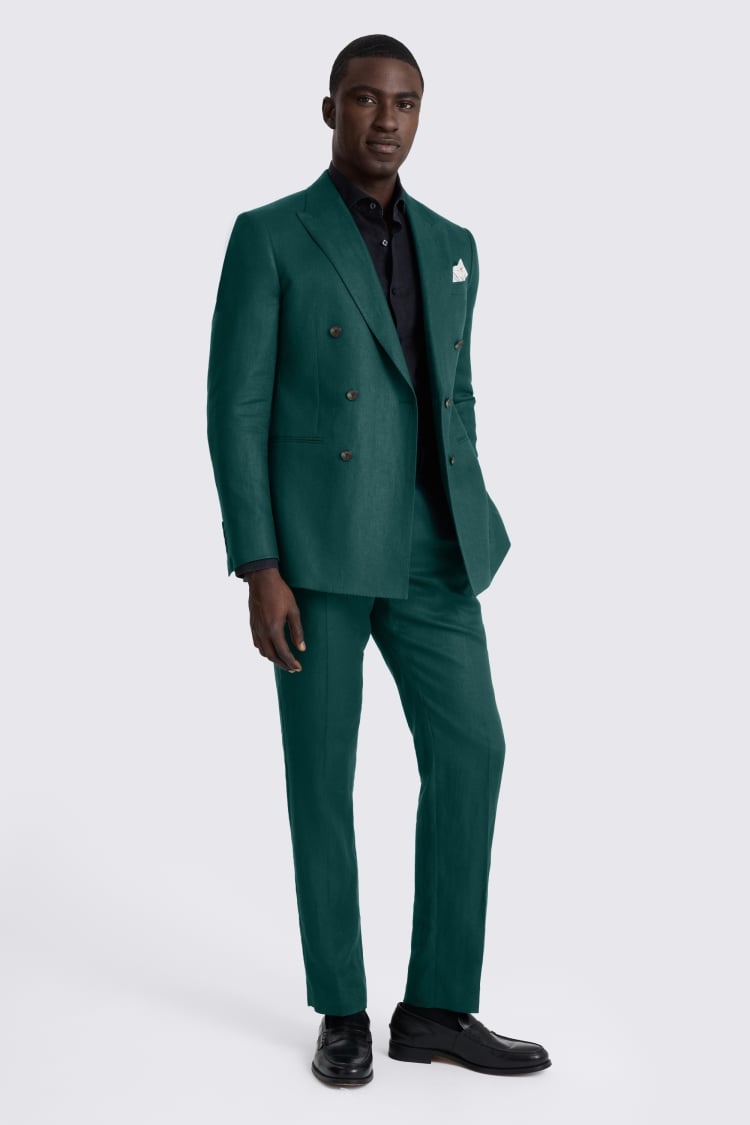 Slim Fit Emerald Twill Linen Suit