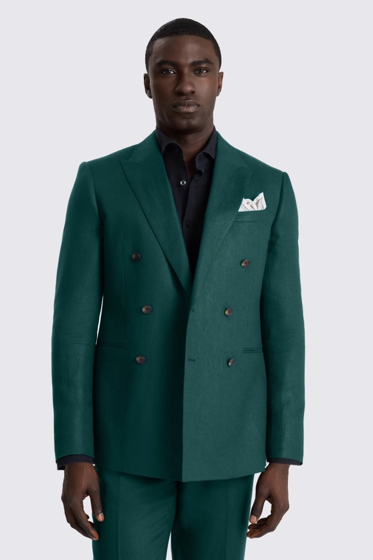 Slim Fit Emerald Twill Linen Suit