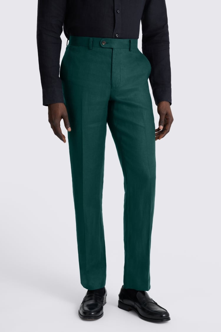 Slim Fit Emerald Twill Linen Suit