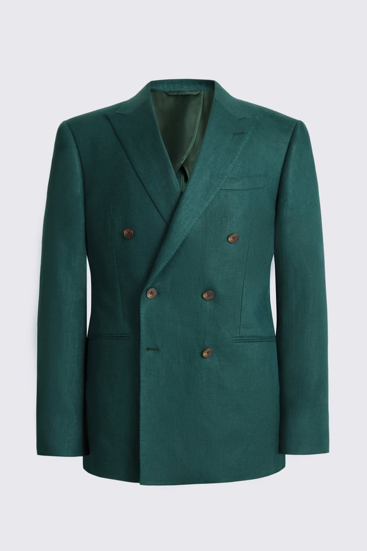 Slim Fit Emerald Twill Linen Jacket 