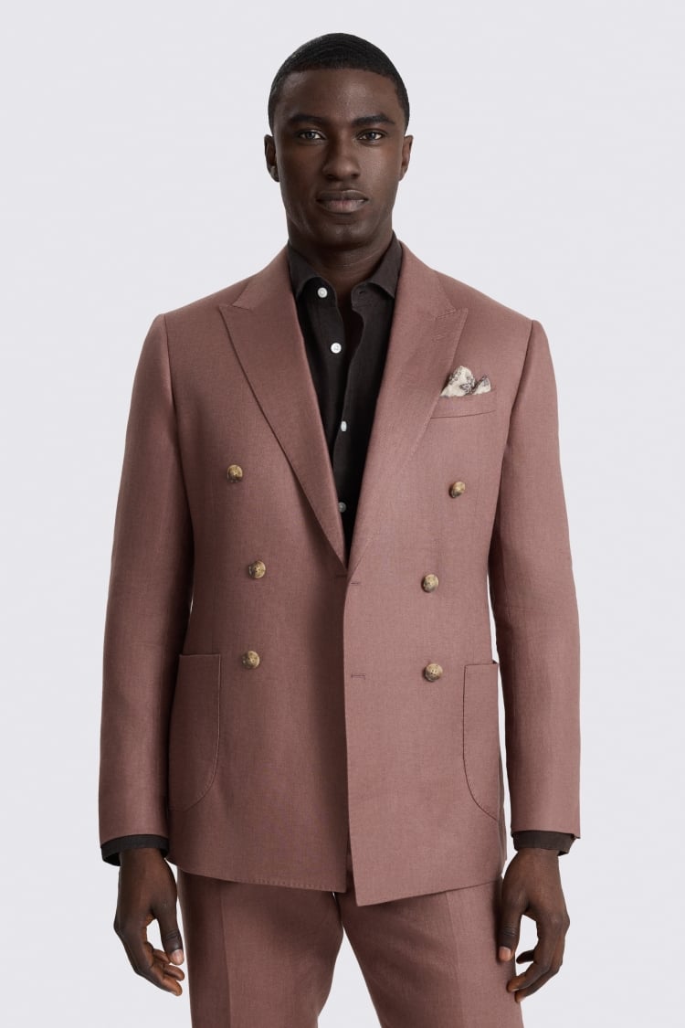 Slim Fit Mauve Twill Linen Suit