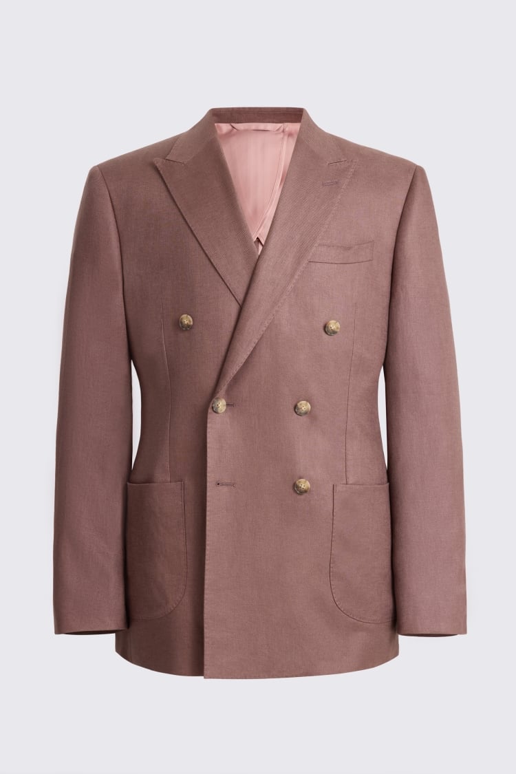 Slim Fit Mauve Twill Linen Jacket 