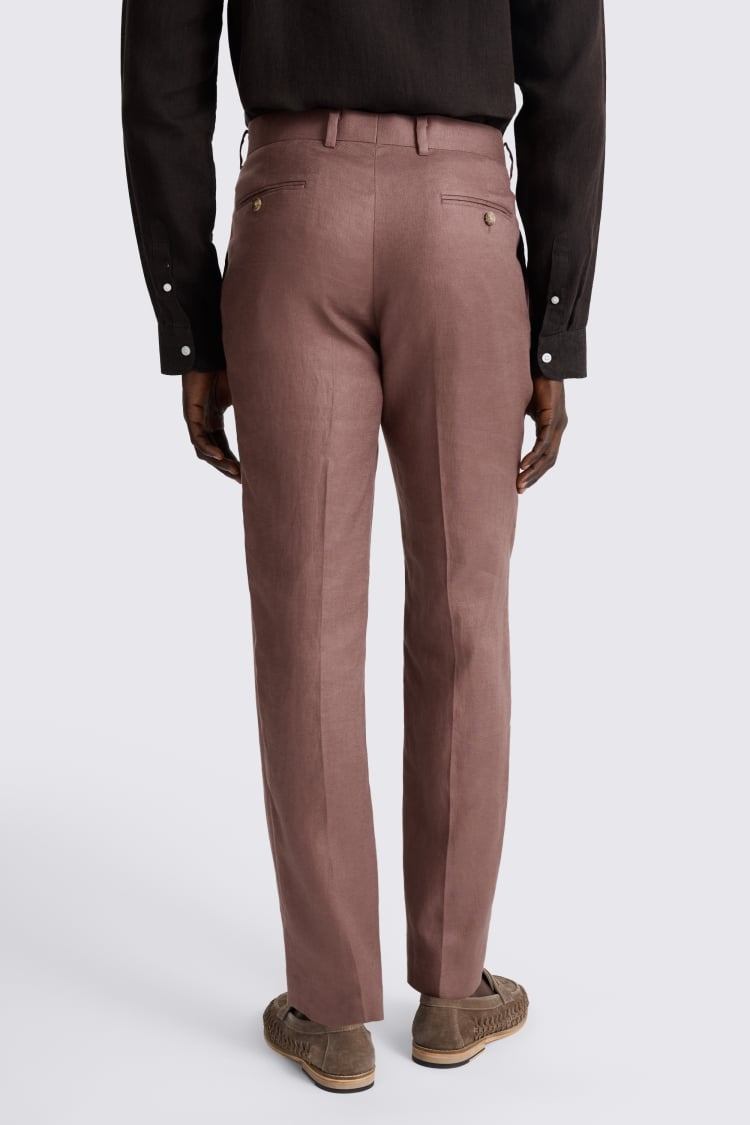 Slim Fit Mauve Twill Linen Trouser