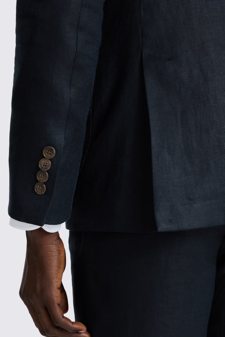 Slim Fit Navy Twill Linen Suit