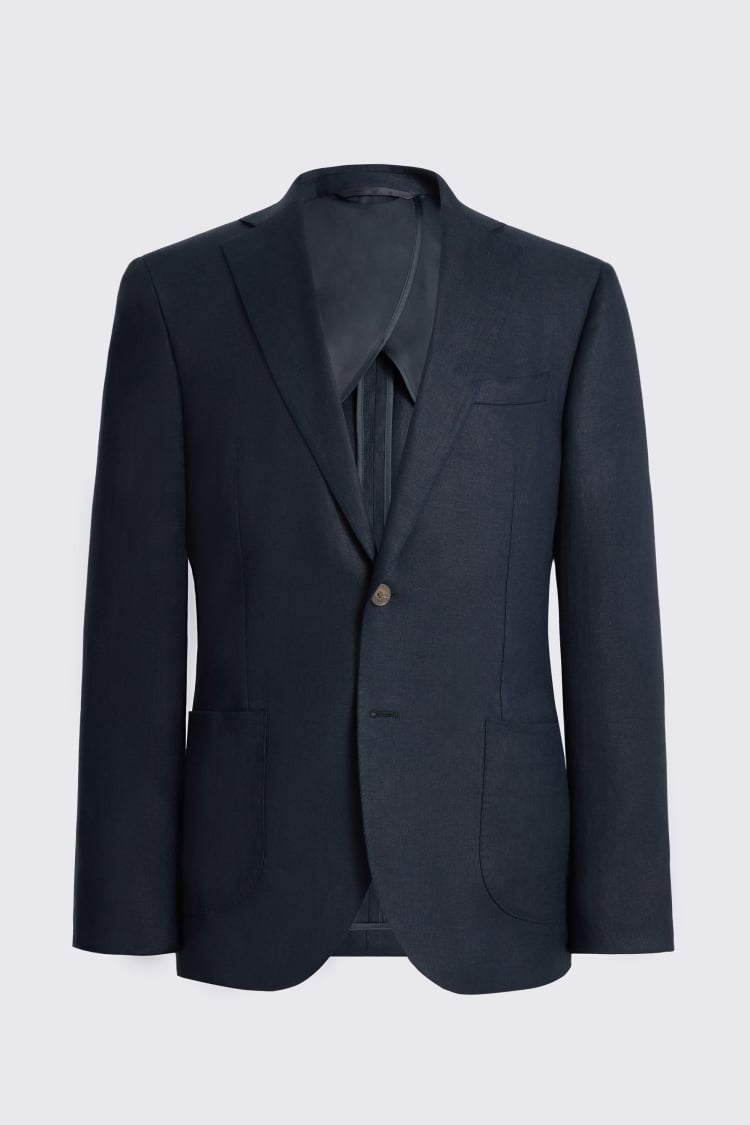 Slim Fit Navy Twill Linen Suit