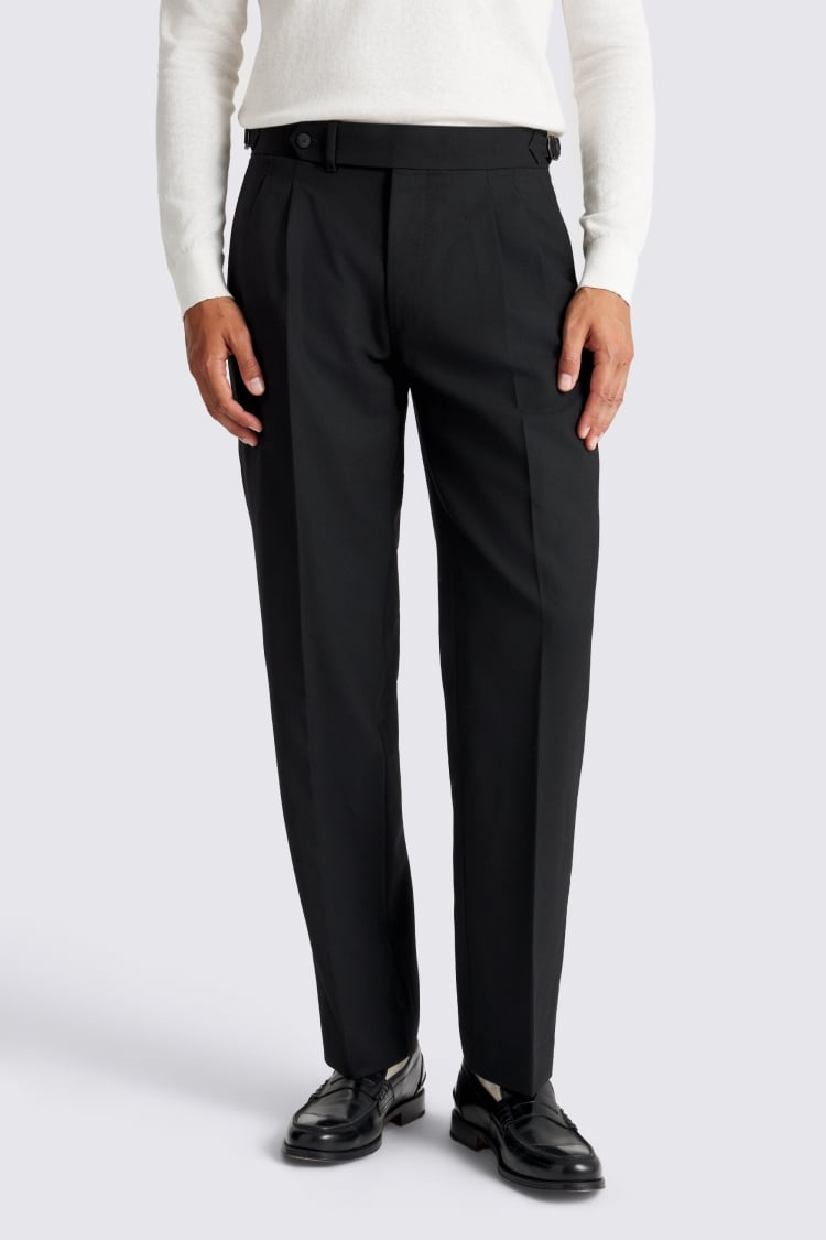 Black Wool Pleated Pants
