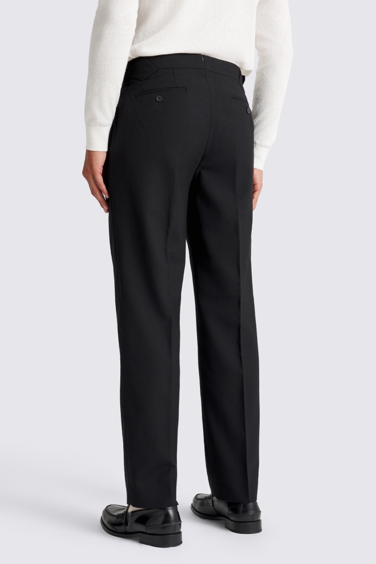 Black Wool Pleated Trousers