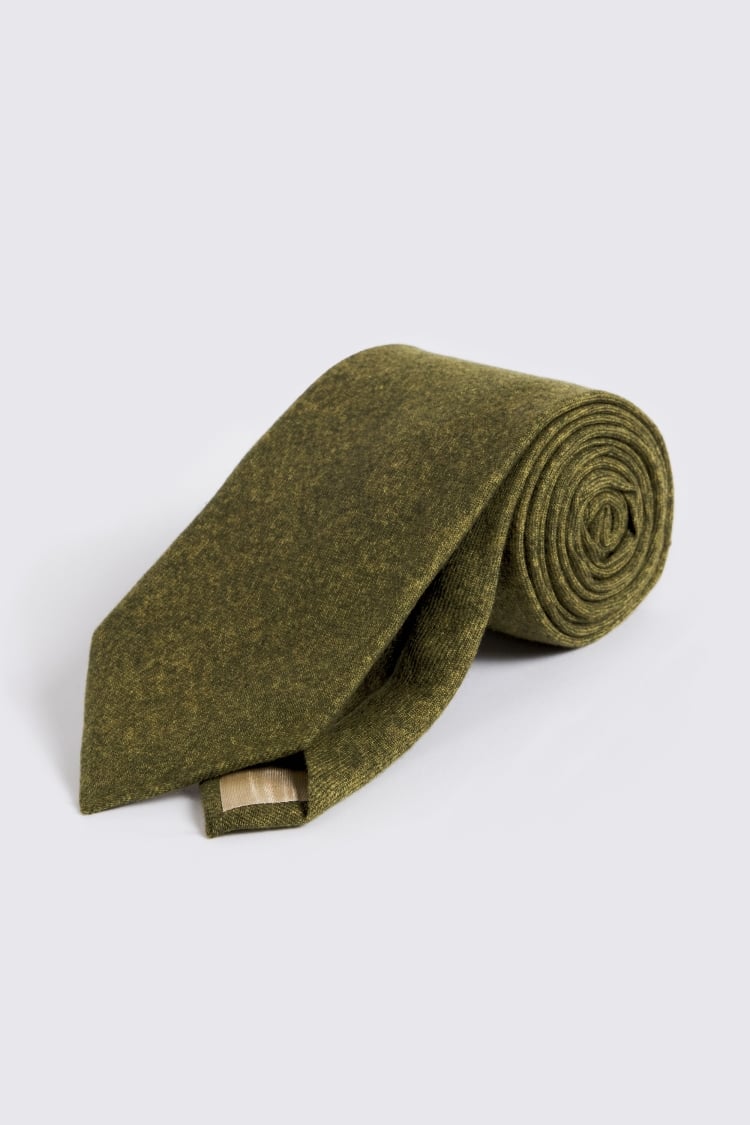 Bottinelli Olive Wool Semi-Plain Tie