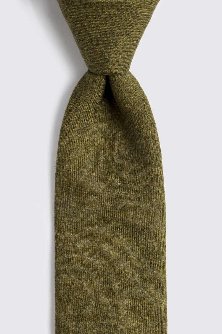 Bottinelli Olive Wool Semi-Plain Tie