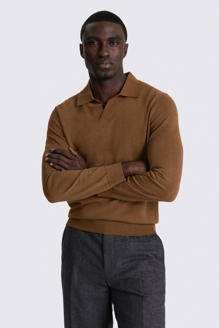 Long Sleeve Linen Blend Chestnut Skipper