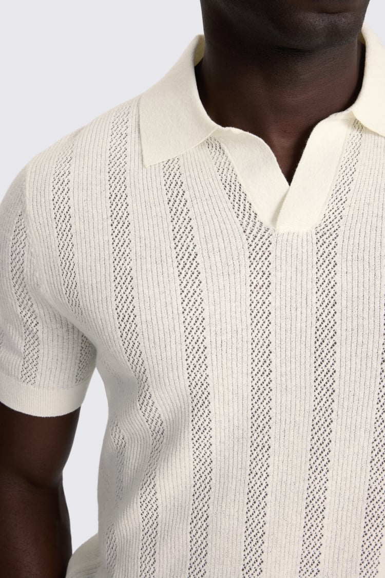 Off-White Pointelle Linen-Blend Skipper Polo Shirt