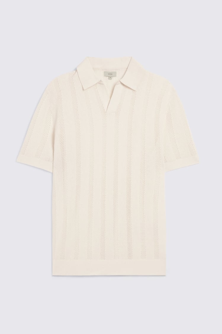 Off-White Pointelle Linen-Blend Skipper Polo Shirt