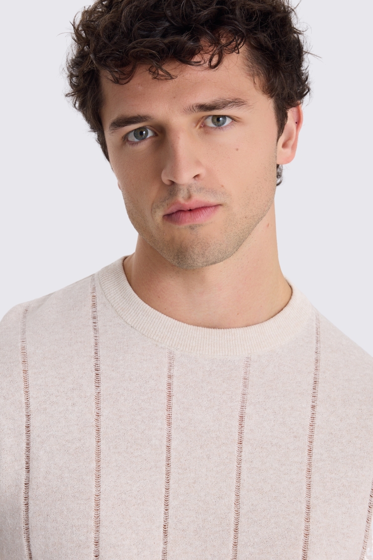 Oatmeal Linen-Blend Crewneck Jumper