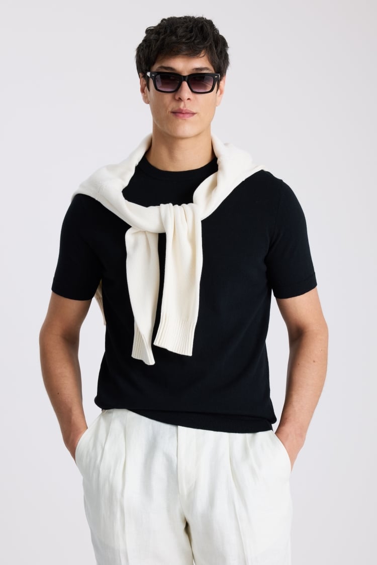 Linen Blend Black T-shirt