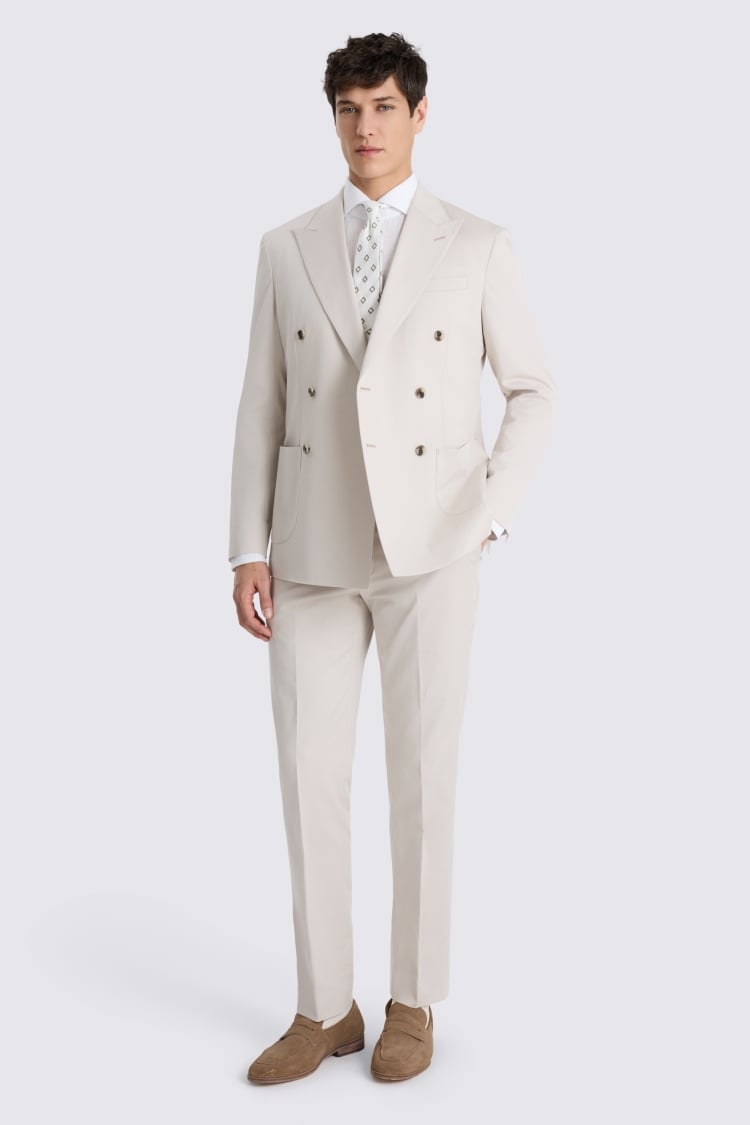 Italian Tailored Fit Neutral Cotton Suit Jacket