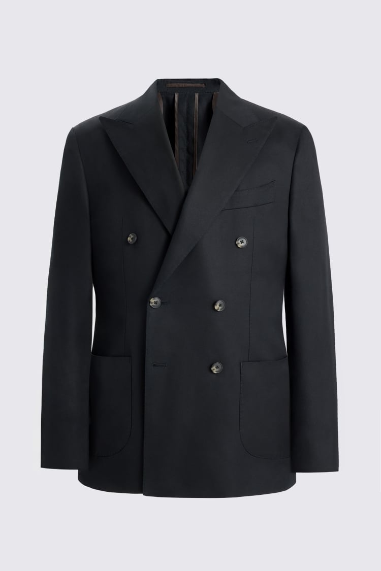 Italian Tailored Fit Black Cotton Suit Jacket