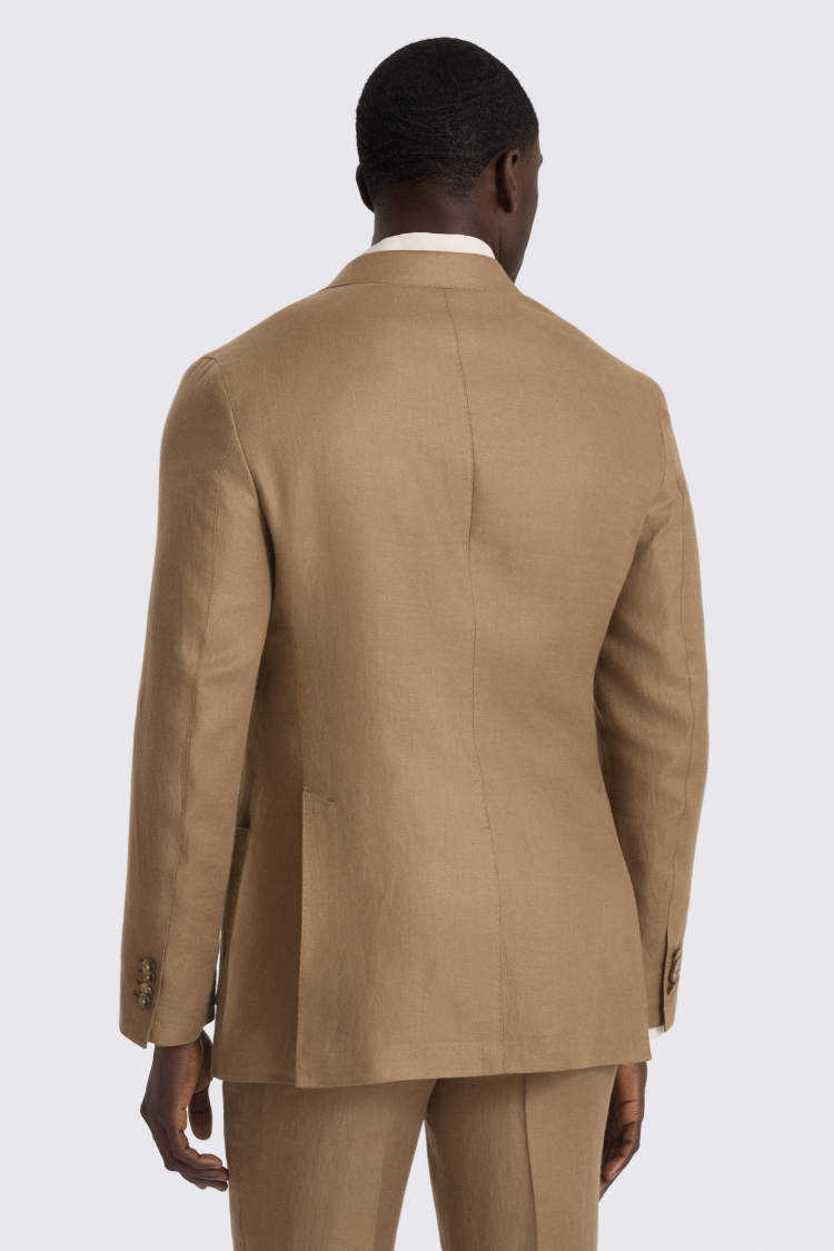 Italian Tailored Fit Chestnut Twill Linen Suit Jacket