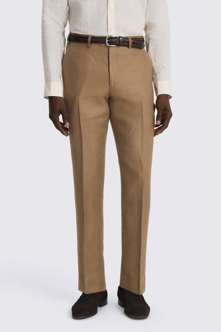 Italian Tailored Fit Chestnut Twill Linen Suit Jacket