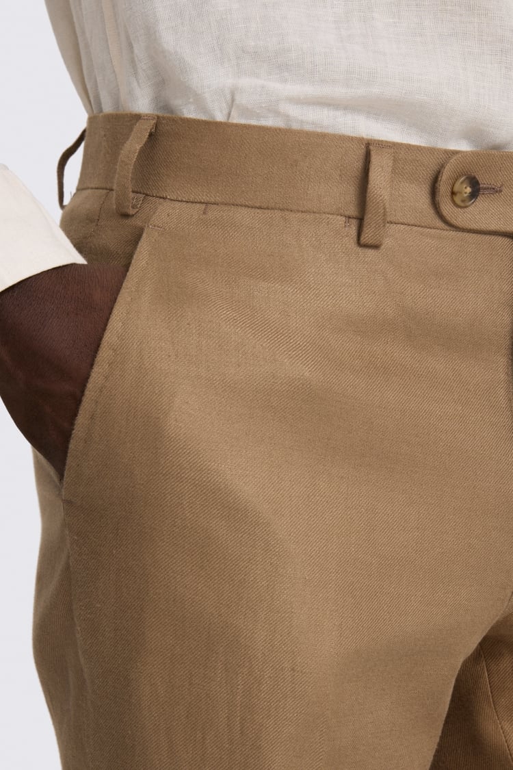 Tailored Fit Chestnut Twill Linen Toruser 