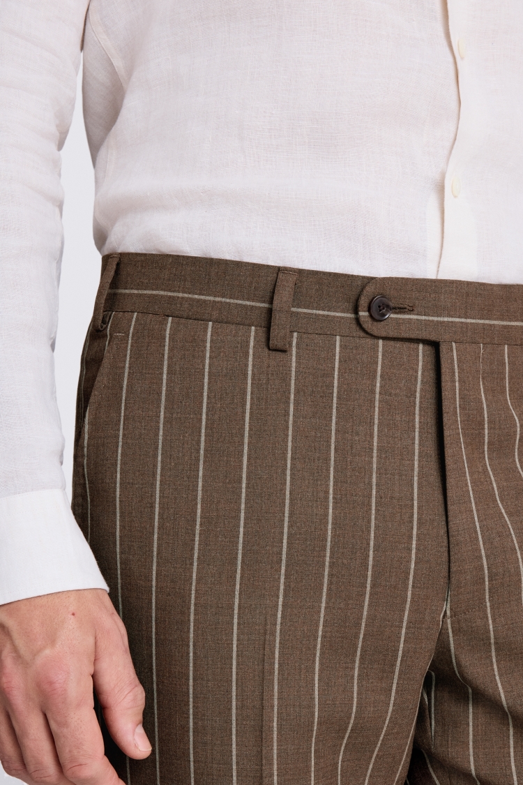 Tailored Fit Brown Stripe Trousers