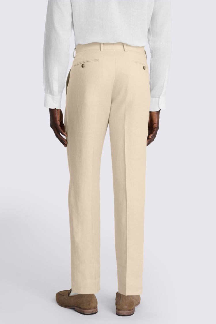 Tailored Fit Neutral Twill Linen Trouser