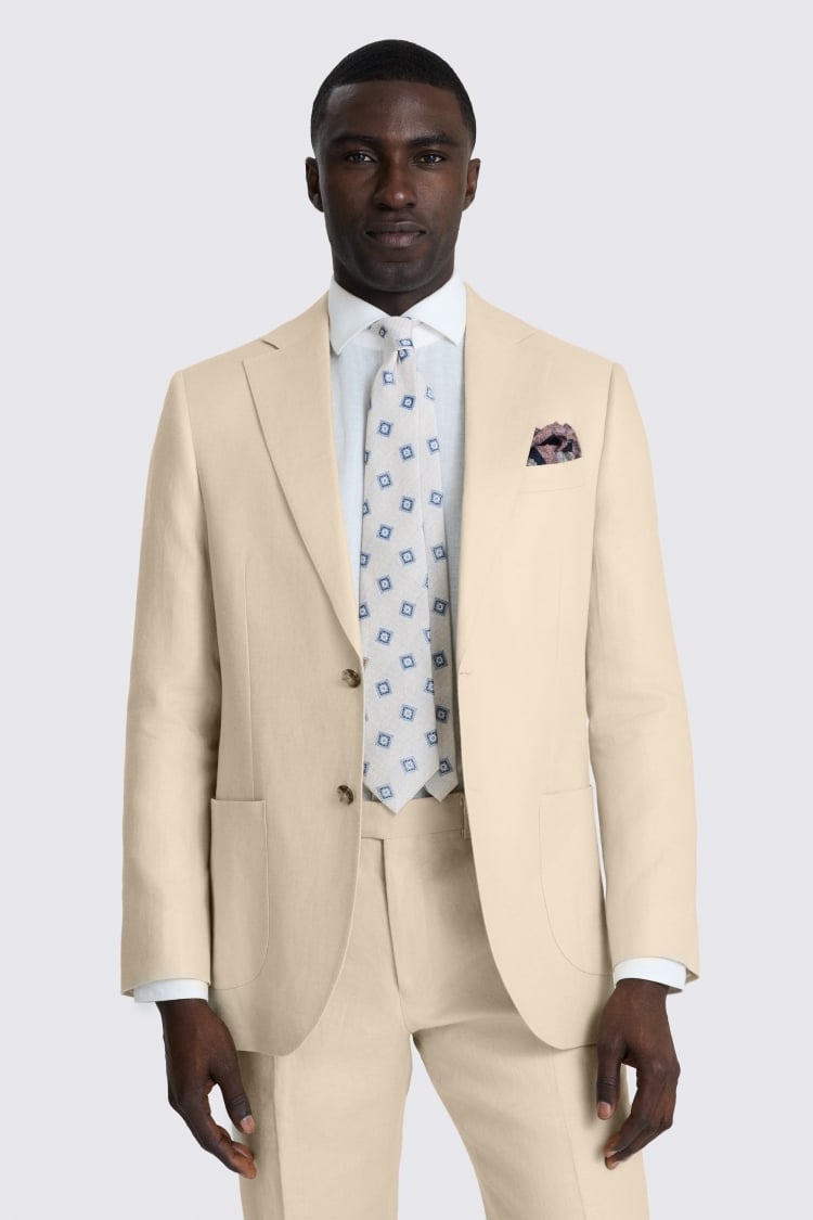 Tailored Fit Neutral Twill Linen Suit