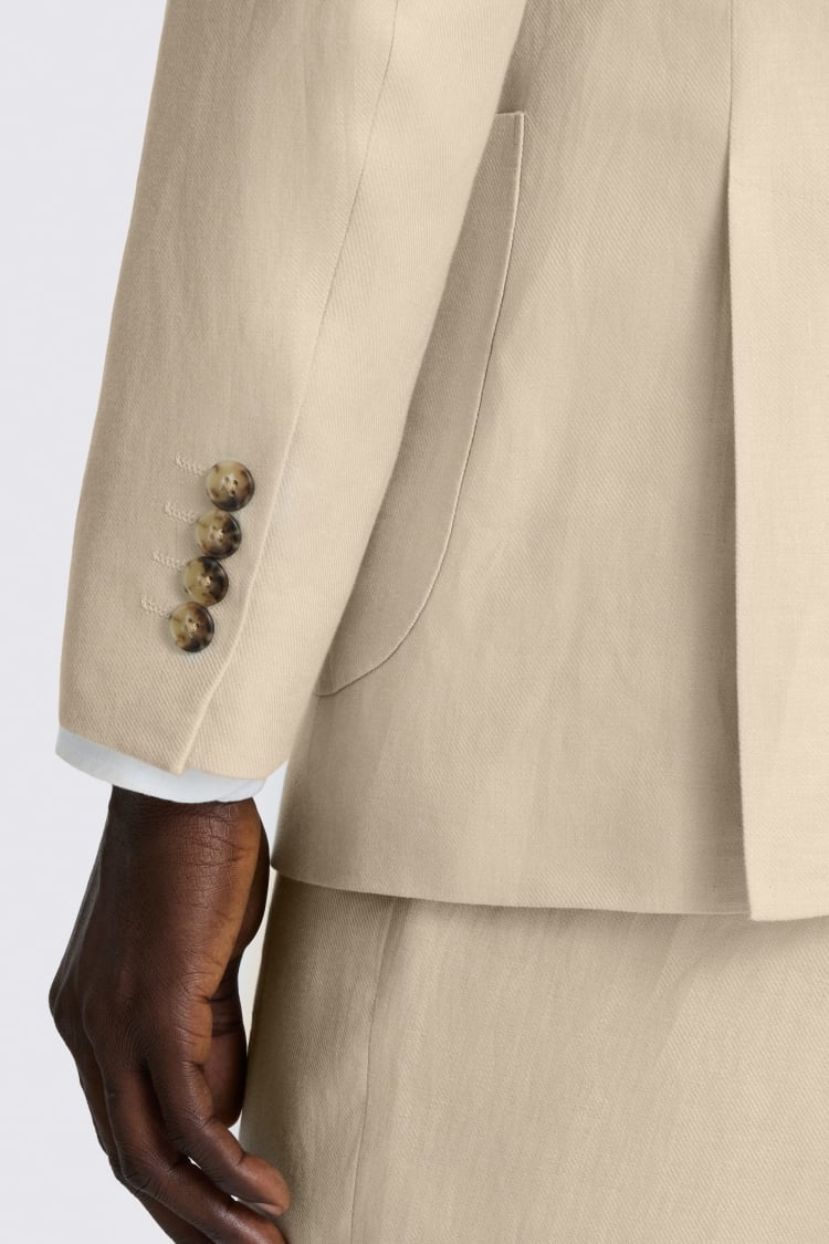 Tailored Fit Neutral Twill Linen Suit