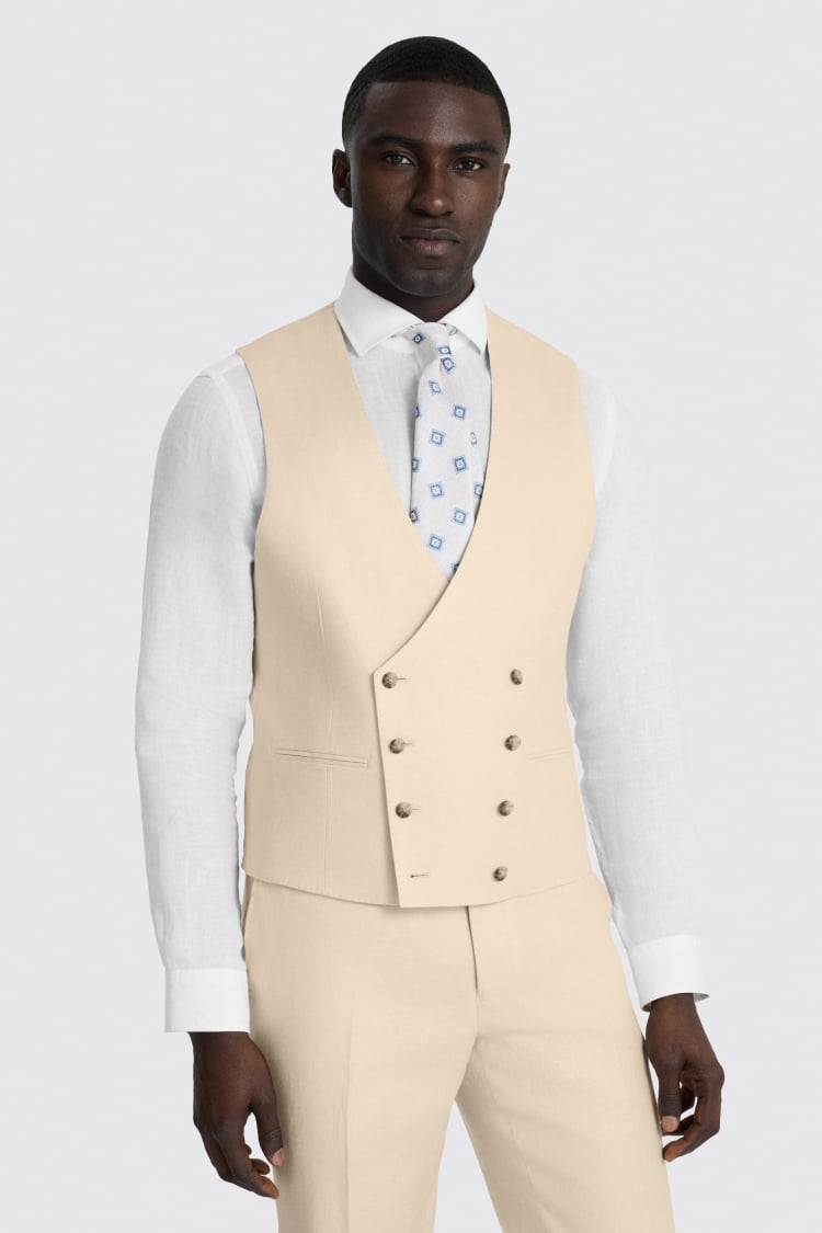 Tailored Fit Neutral Twill Linen Suit
