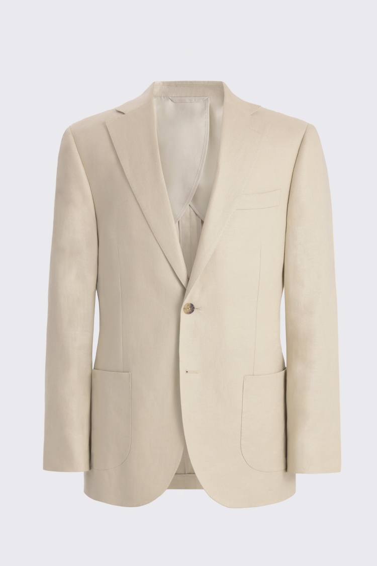 Tailored Fit Neutral Twill Linen Suit