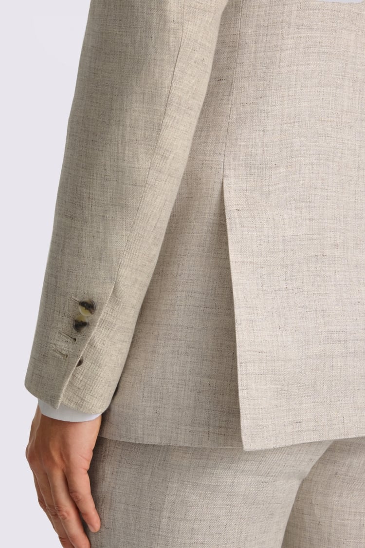 Tailored Fit Neutral Delave Linen Suit