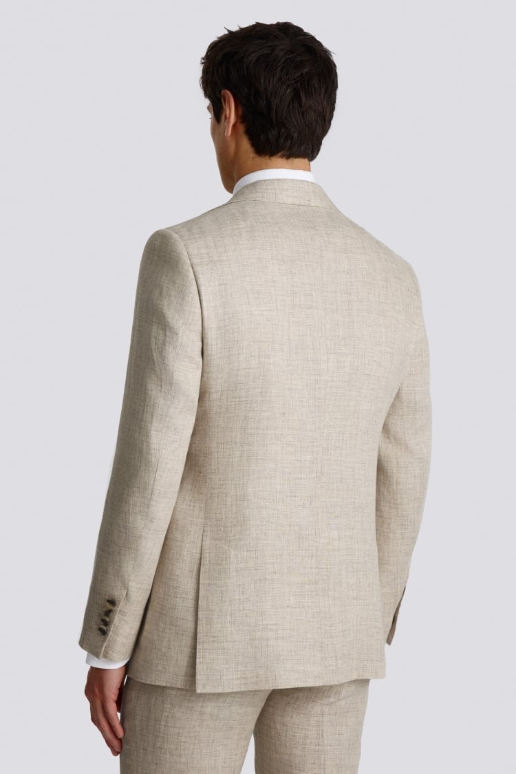Tailored Fit Neutral Delave Linen Suit