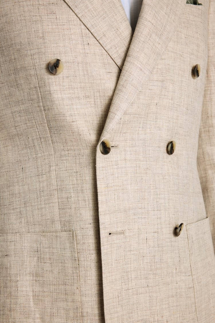 Tailored Fit Neutral Delave Linen Suit