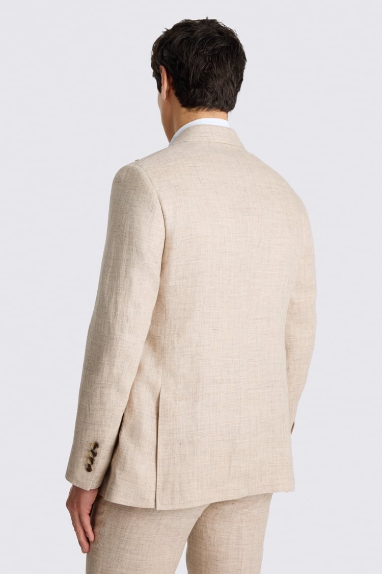 Tailored Fit Neutral Delave Linen Suit