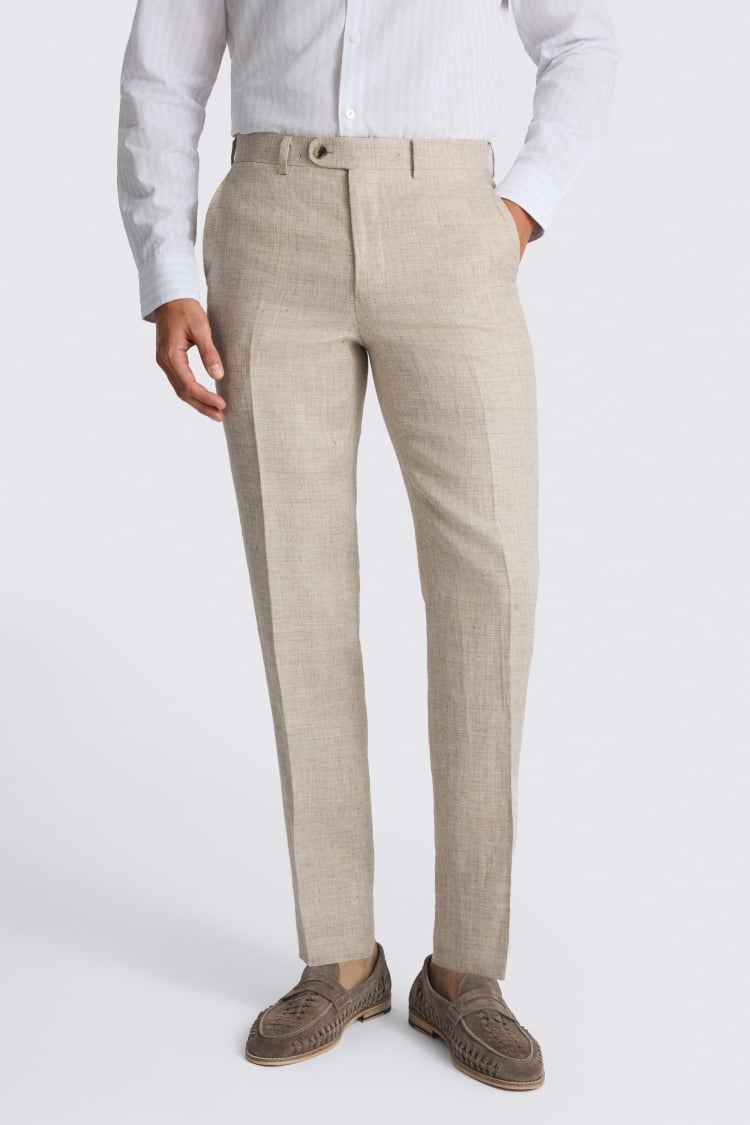 Tailored Fit Neutral Delave Linen Suit