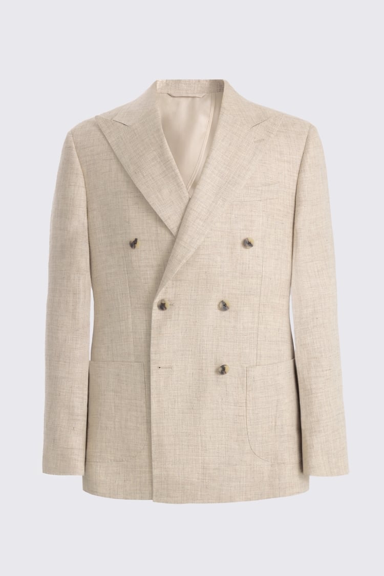Tailored Fit Neutral Delave Linen Suit