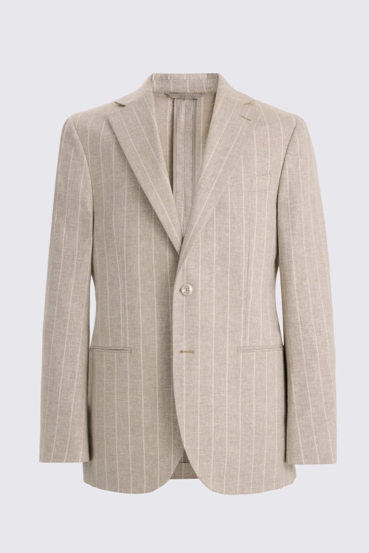 Tailored Fit Taupe Stripe Linen Suit