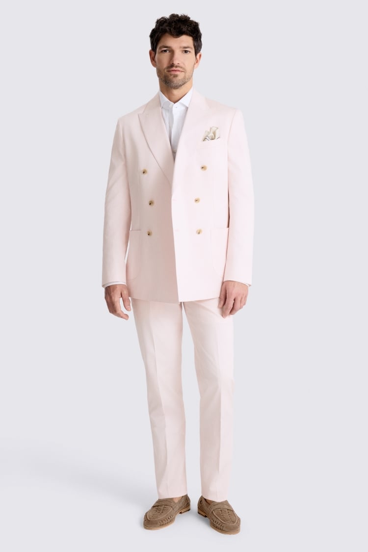 Tailored Fit Pale Pink Cotton Suit Jacket