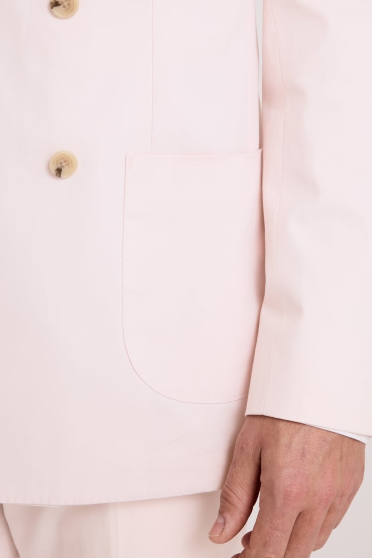 Tailored Fit Pale Pink Cotton Suit Jacket